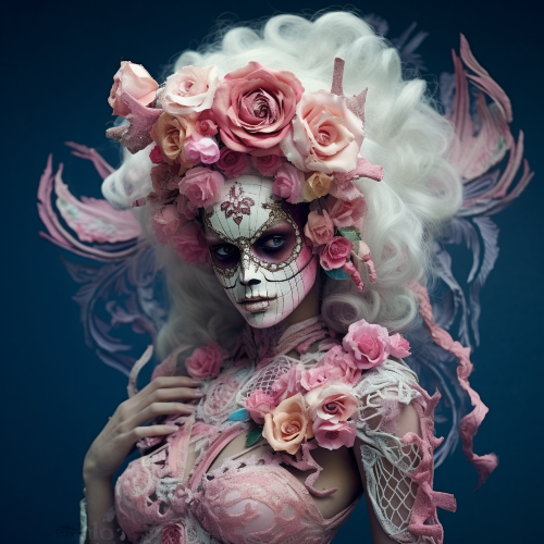breakcore, glitch, bioluminescent, vibrant colors. Model skull flamboyant. Pinup::2 show, lingerie::2 fashion. Embellishment. explicit, reviil::2 18 body::